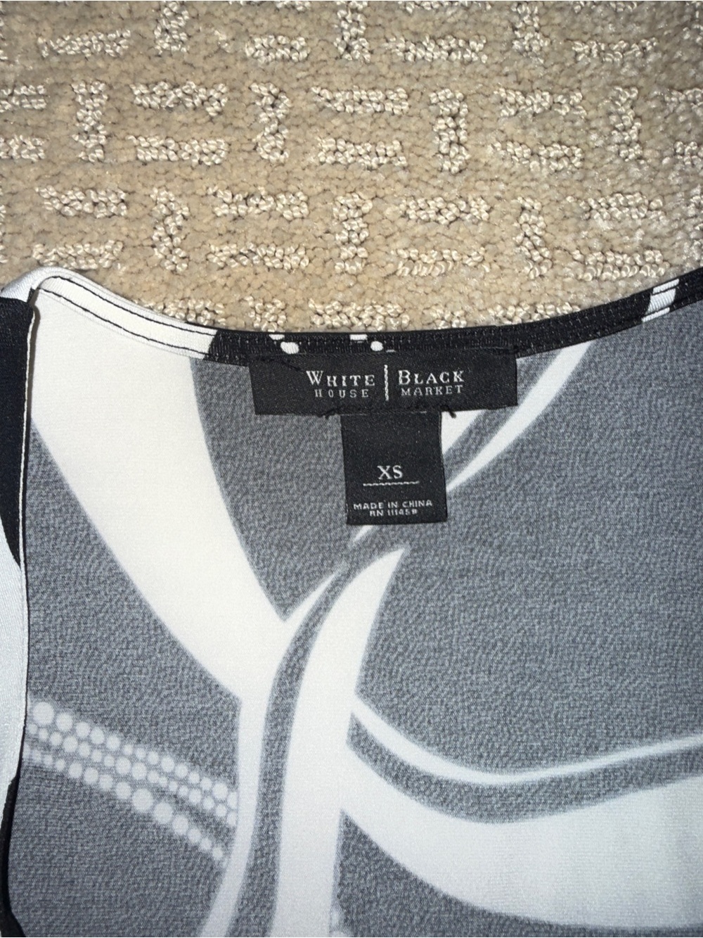 White House Black Market Black & White Ruffle-Front Scoop Dress - Picture 3 of 4